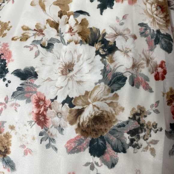 Floral Off-Shoulder Smocked Midi Dress With Sheer Sleeves Size M - Picture 10 of 10